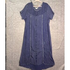 Anna Maxwell Fairy Whimsical Dress Womens 2X‎ Blue Embroidered Sequin Boho